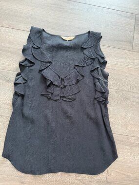 Rebecca Taylor Textured Silk Ruffle Blouse Size 2